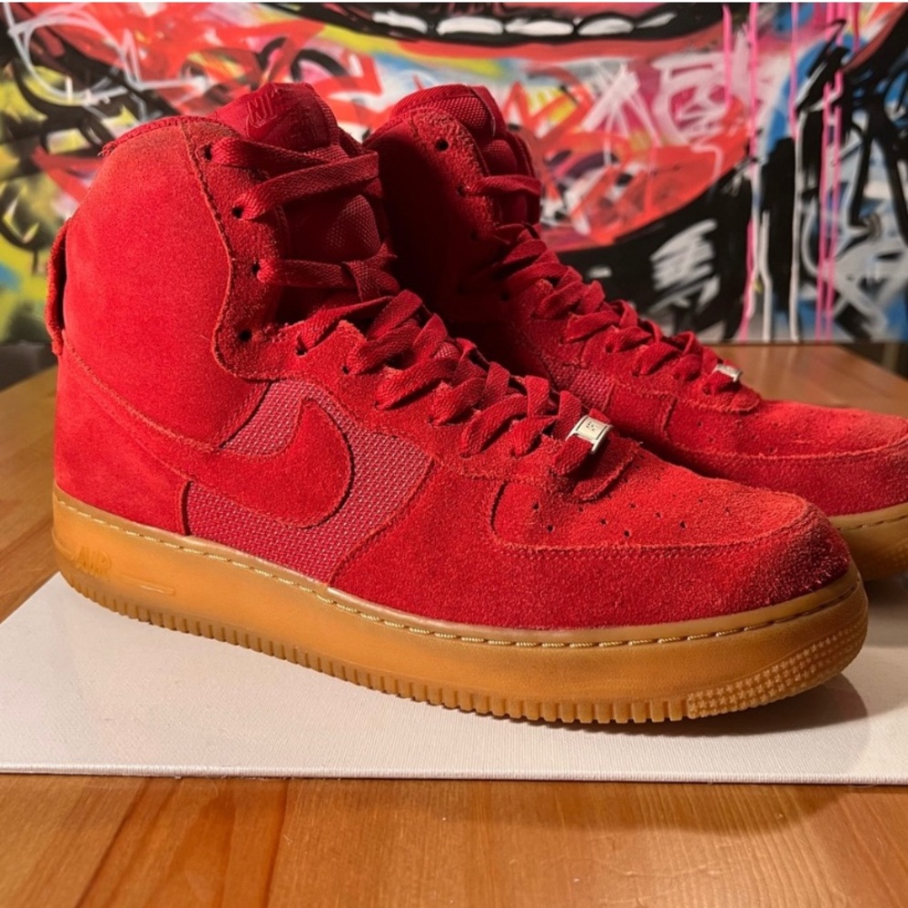 Red Suede & Tan Air Forces